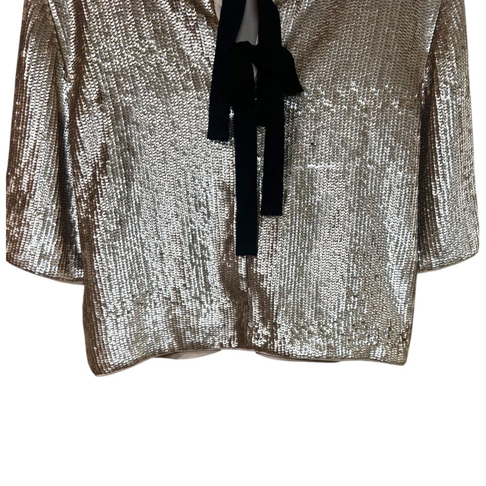 J. Crew - Women's Rose Gold Sequin Crop Top, Back Bow Ties - Gold, Black, Size 8 - Picture 8 of 13